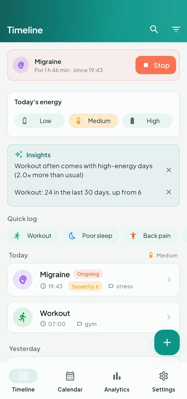 LifeLog — Health & wellbeing — screenshot 1